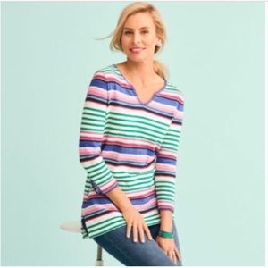 NWT Talbots Split neck Tunic Naples Stripe Medium